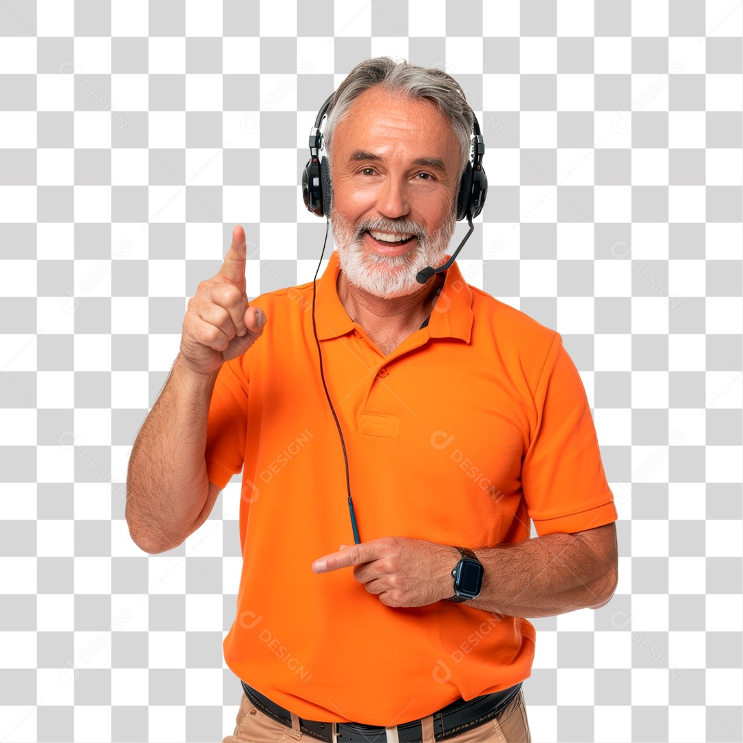 Homem com Fone de Ouvido PNG Transparente