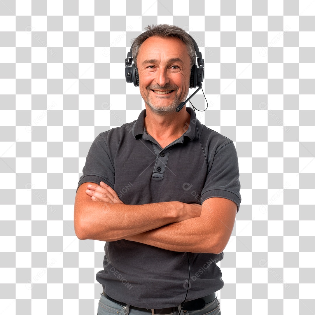 Homem com Fone de Ouvido PNG Transparente