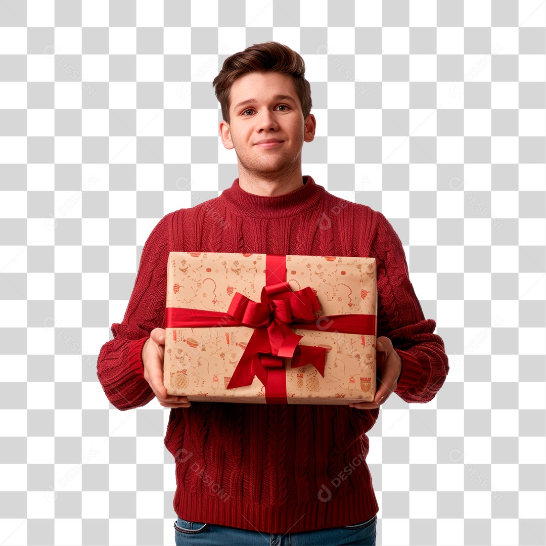 Homem Segurando Presente PNG Transparente