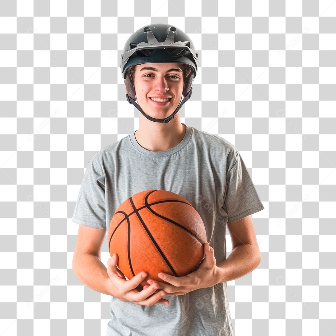 Garoto com Bola de Basquete PNG Transparente