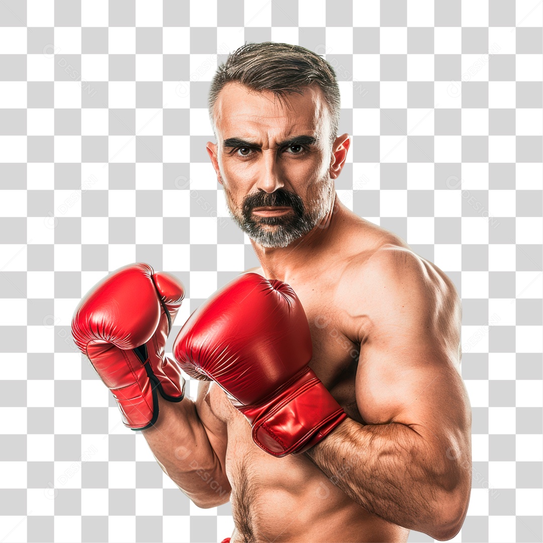 Homem com Luva de Boxe PNG Transparente