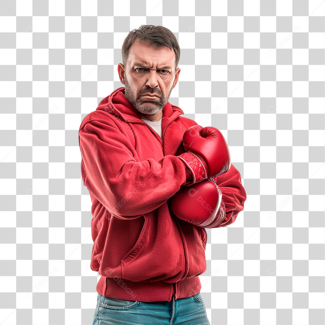 Homem com Luva de Boxe PNG Transparente