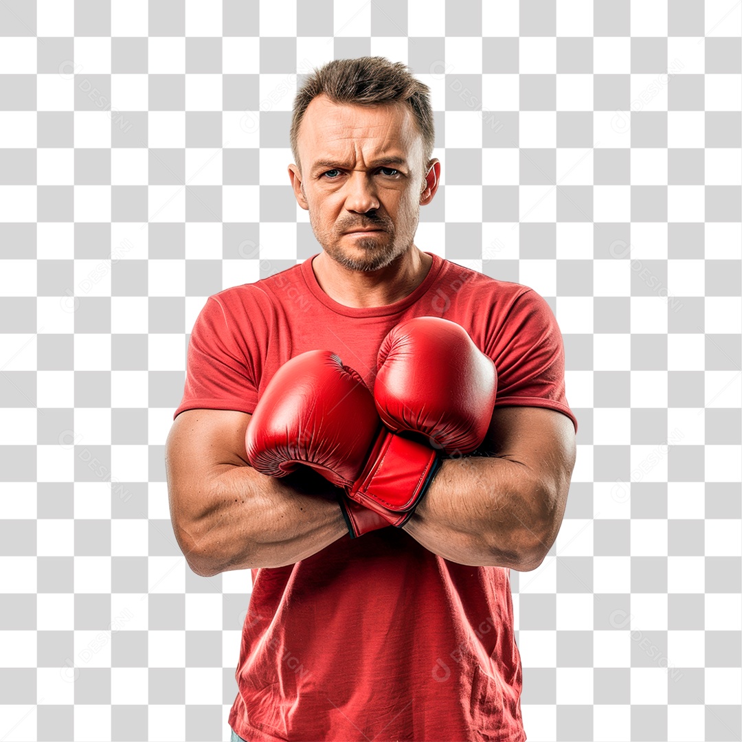 Homem com Luva de Boxe PNG Transparente