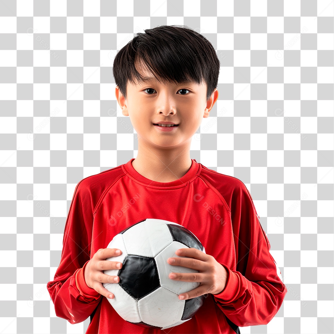 Menino com Bola de Futebol PNG Transparente