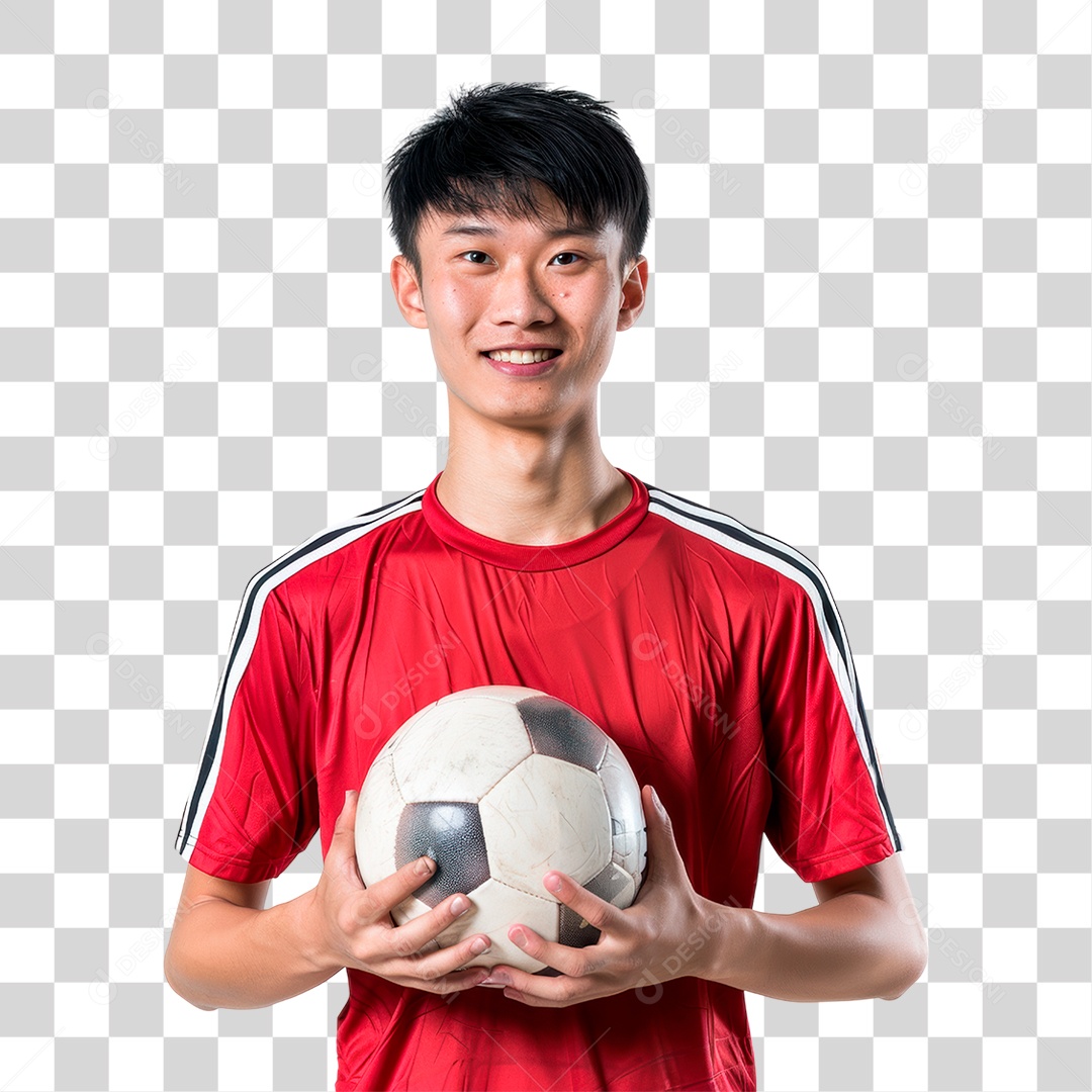 Menino com Bola de Futebol PNG Transparente