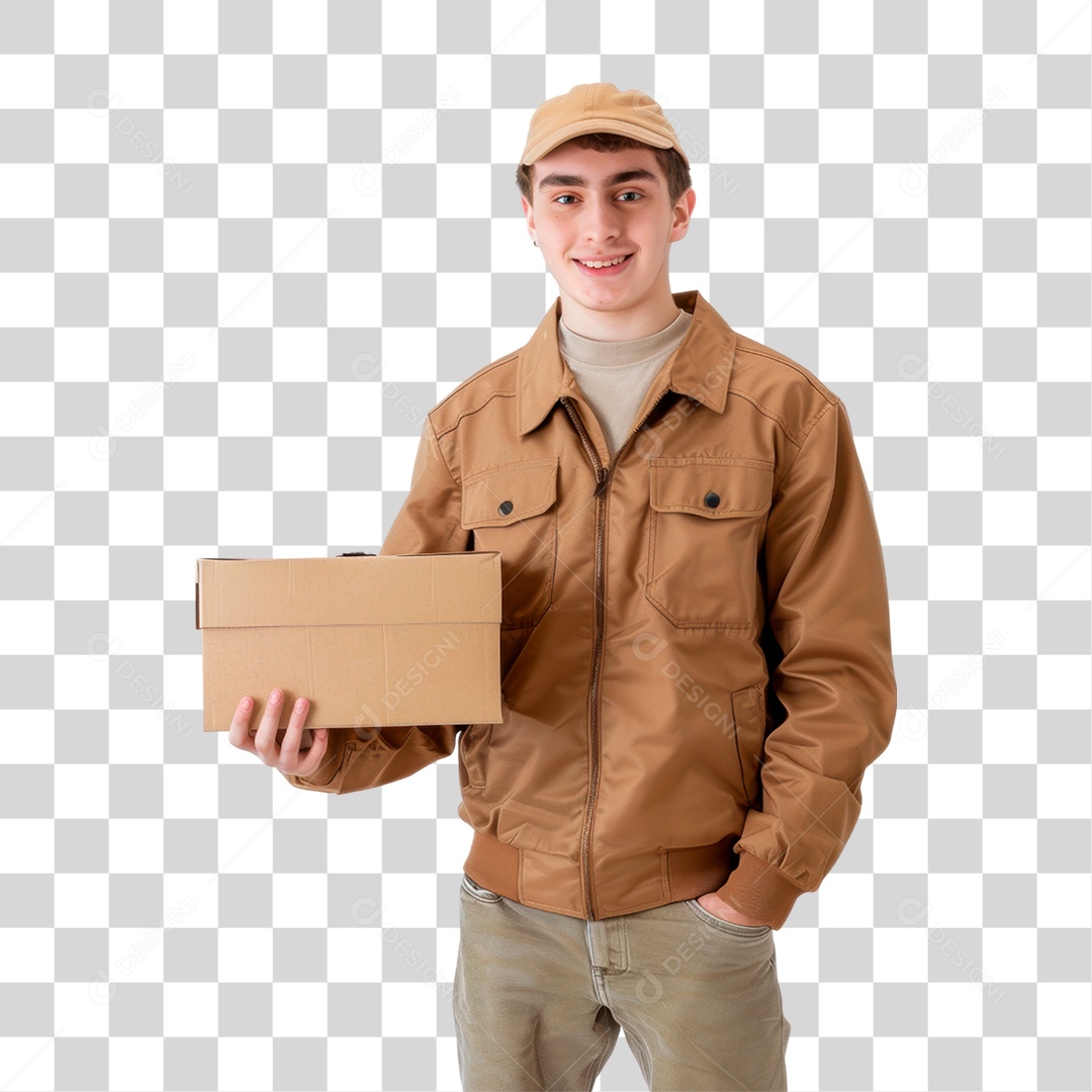 Homem Segurando Caixa PNG Transparente