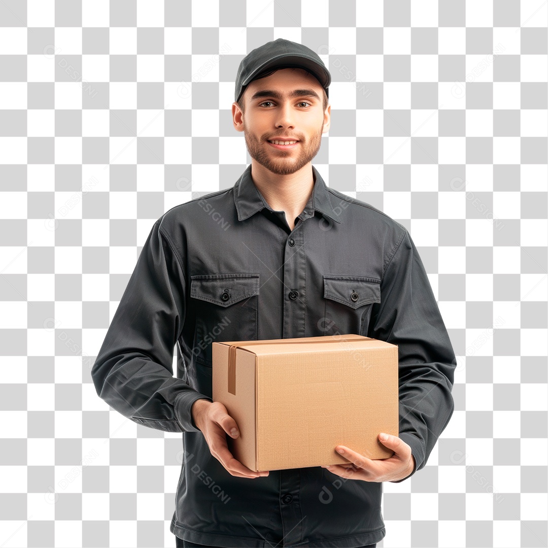 Homem Segurando Caixa PNG Transparente