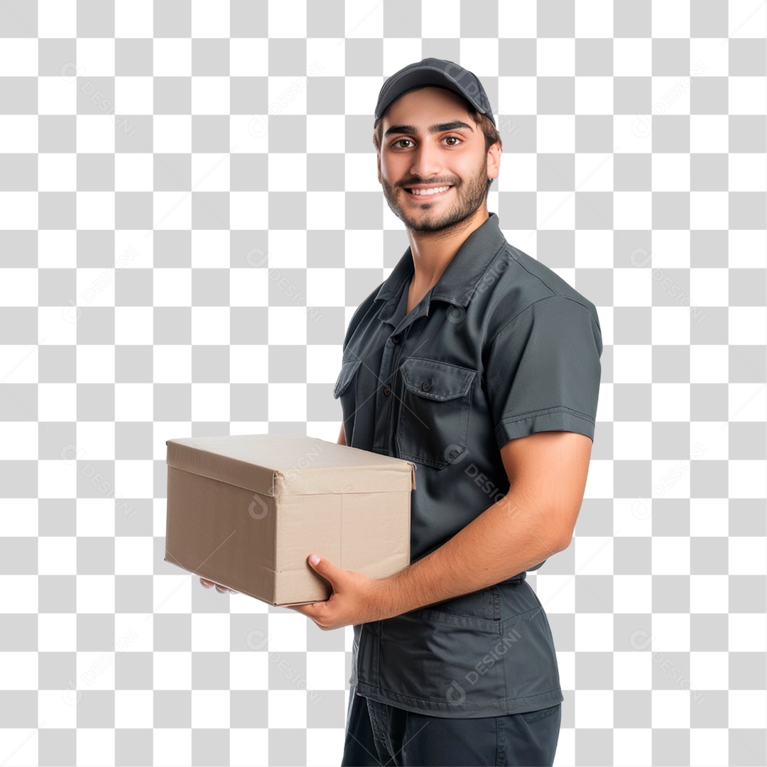 Homem Segurando Caixa PNG Transparente