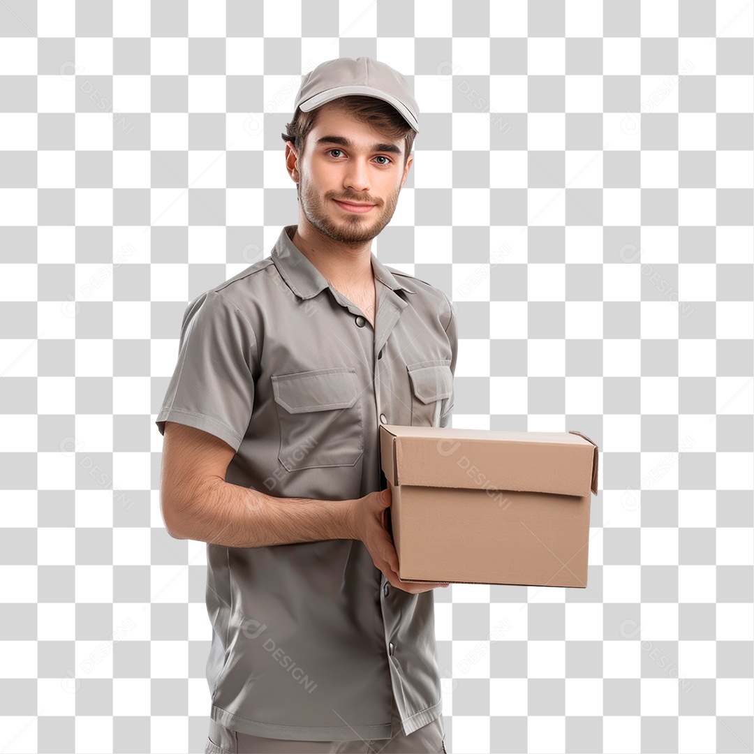 Homem Segurando Caixa PNG Transparente