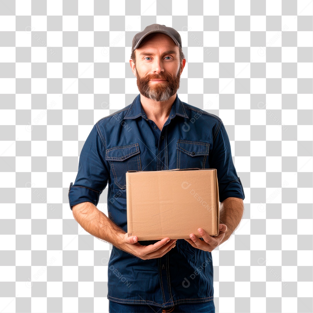 Homem Segurando Caixa PNG Transparente