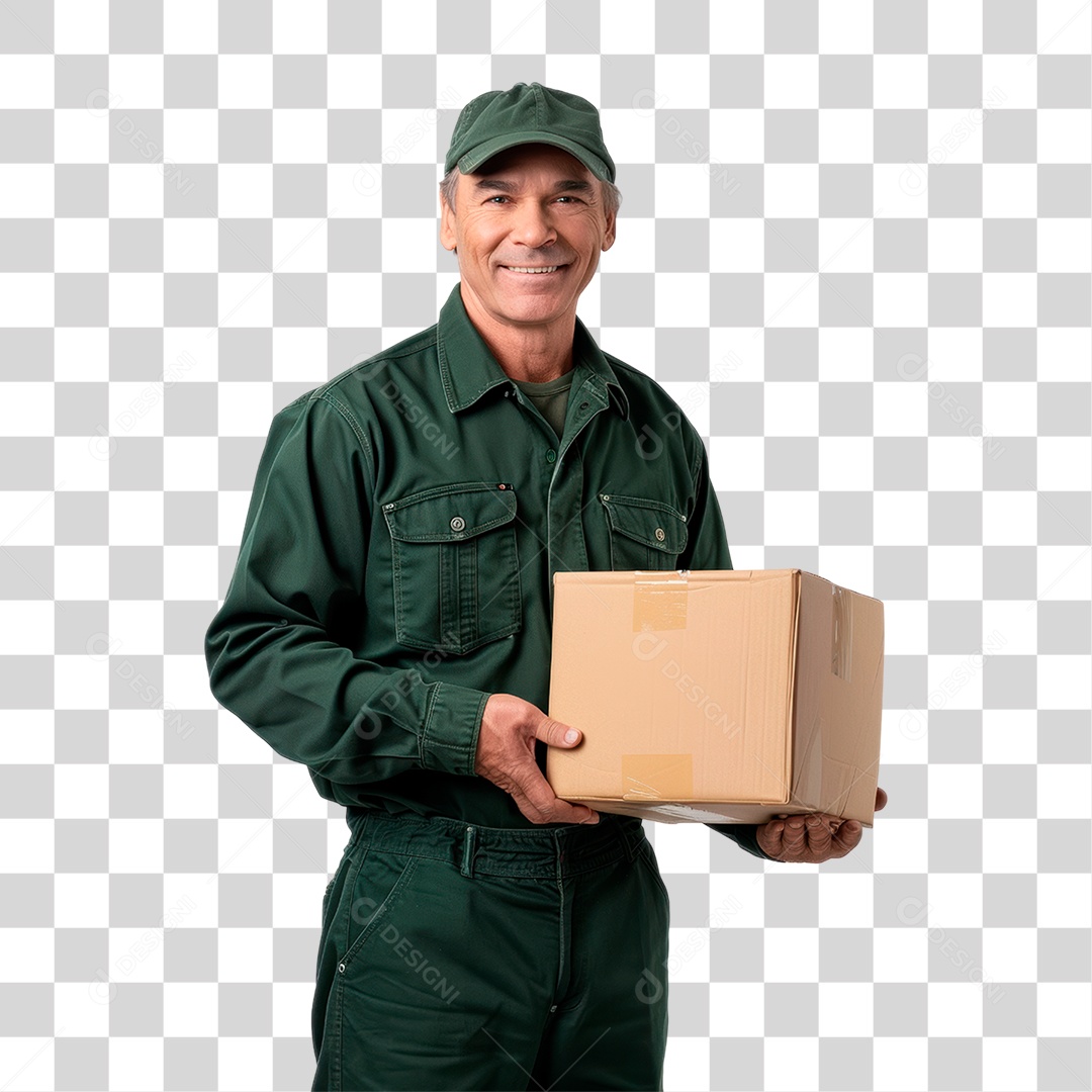 Homem Segurando Caixa PNG Transparente