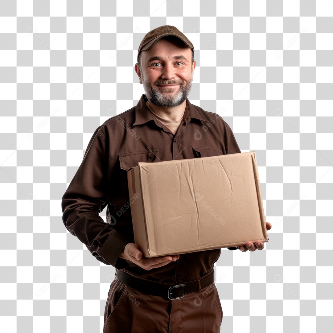 Homem Segurando Caixa PNG Transparente