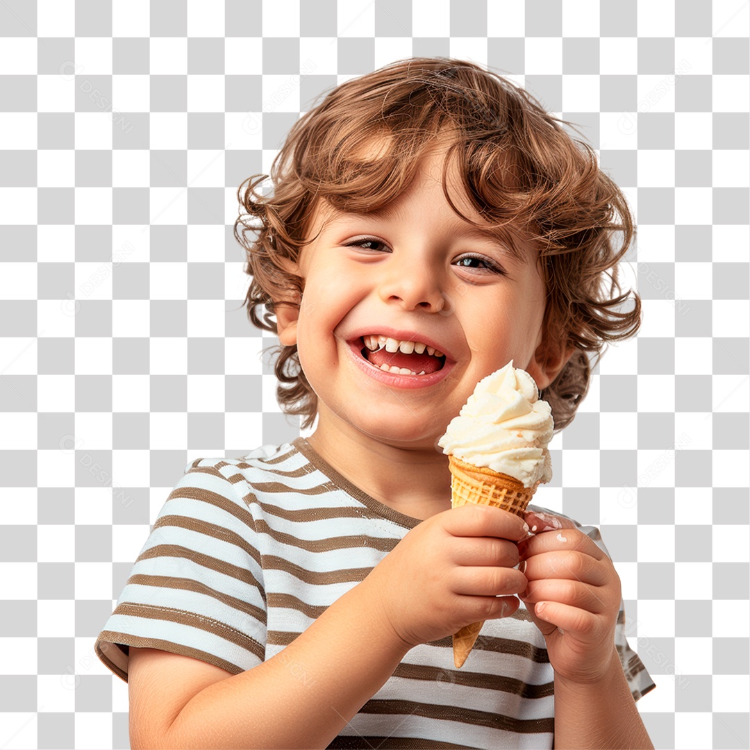 Menino Segurando Sorvete PNG Transparente
