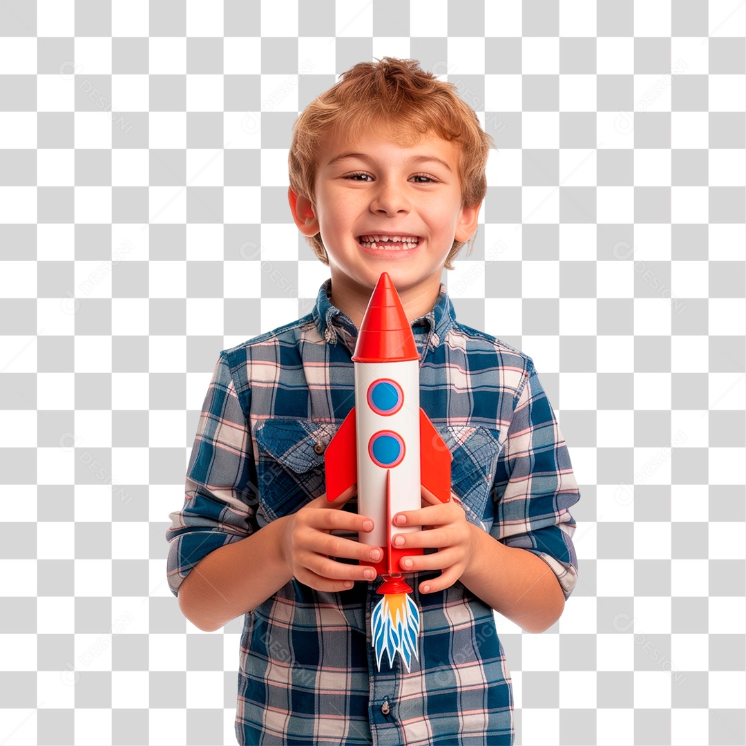 Menino com Avião PNG Transparente