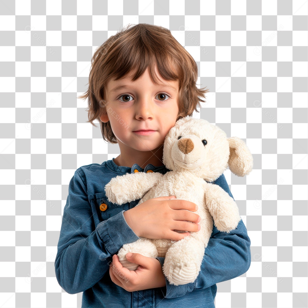 Menino com Urso de Pelúcia PNG Transparente