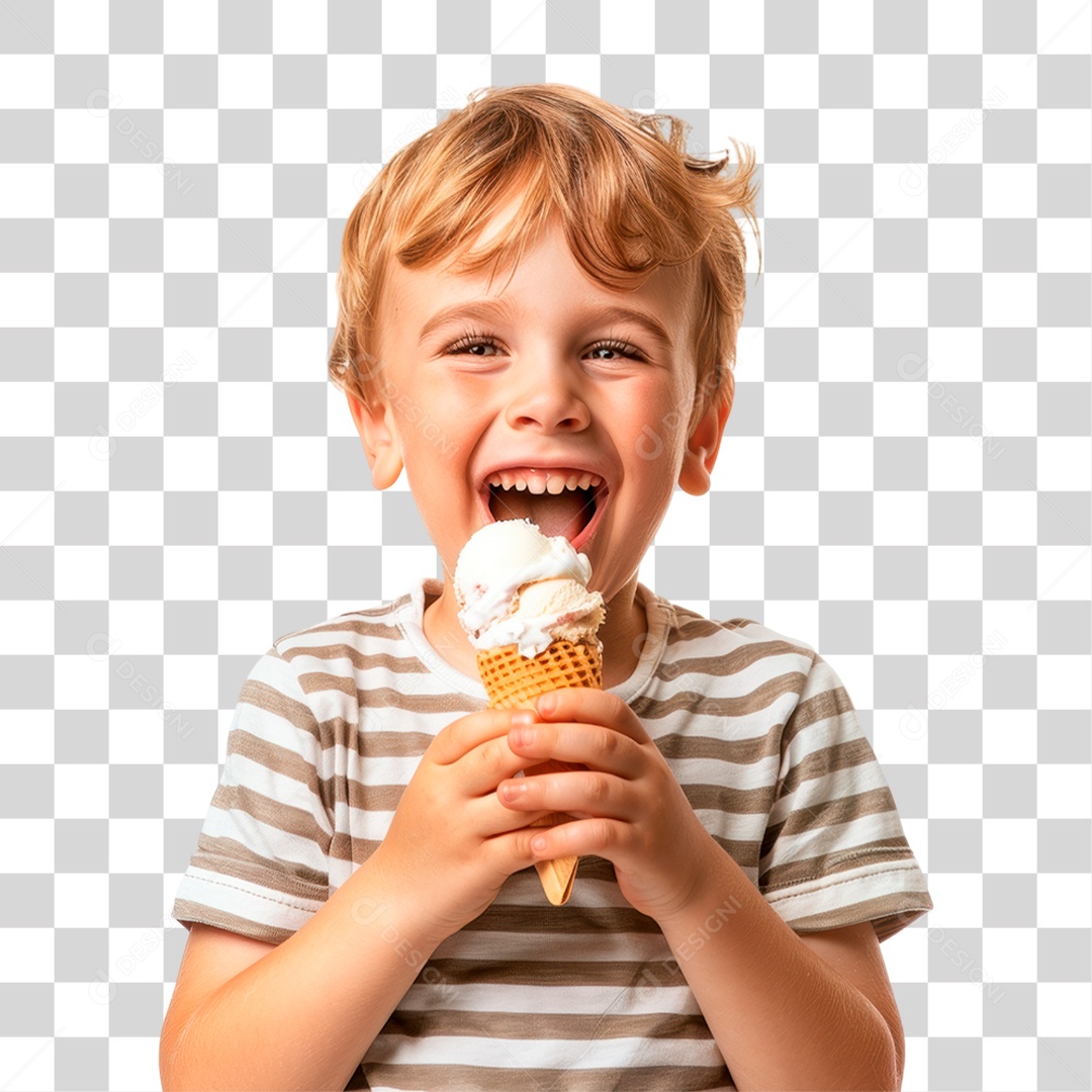 Menino Tomando Sorvete PNG Transparente