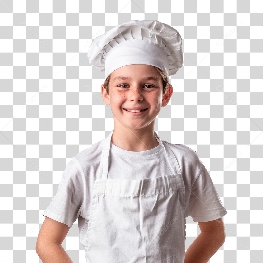 Menino com Roupa de Cozinheiro PNG Transparente