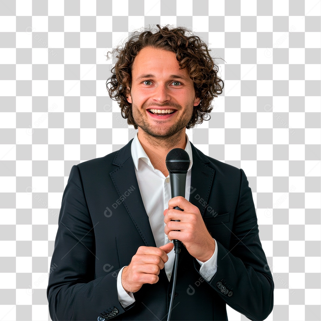 Homem Segurando Microfone PNG Transparente