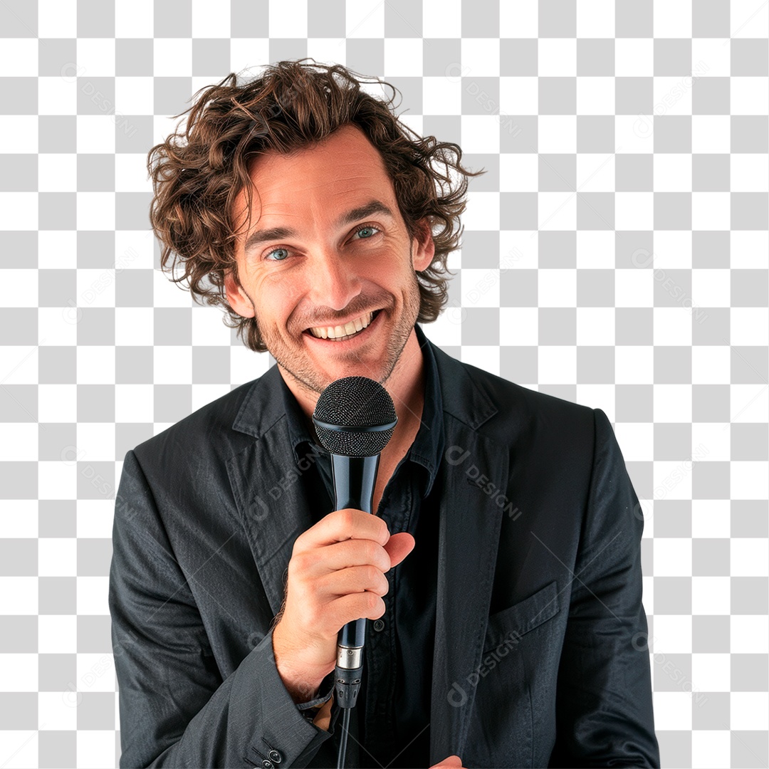 Homem Segurando Microfone PNG Transparente