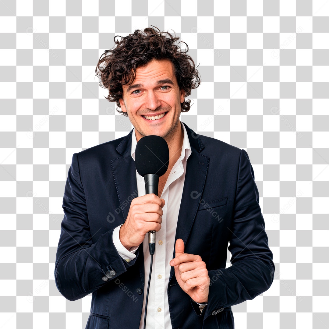 Homem Segurando Microfone PNG Transparente