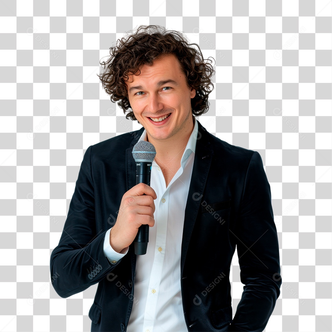 Homem Segurando Microfone PNG Transparente