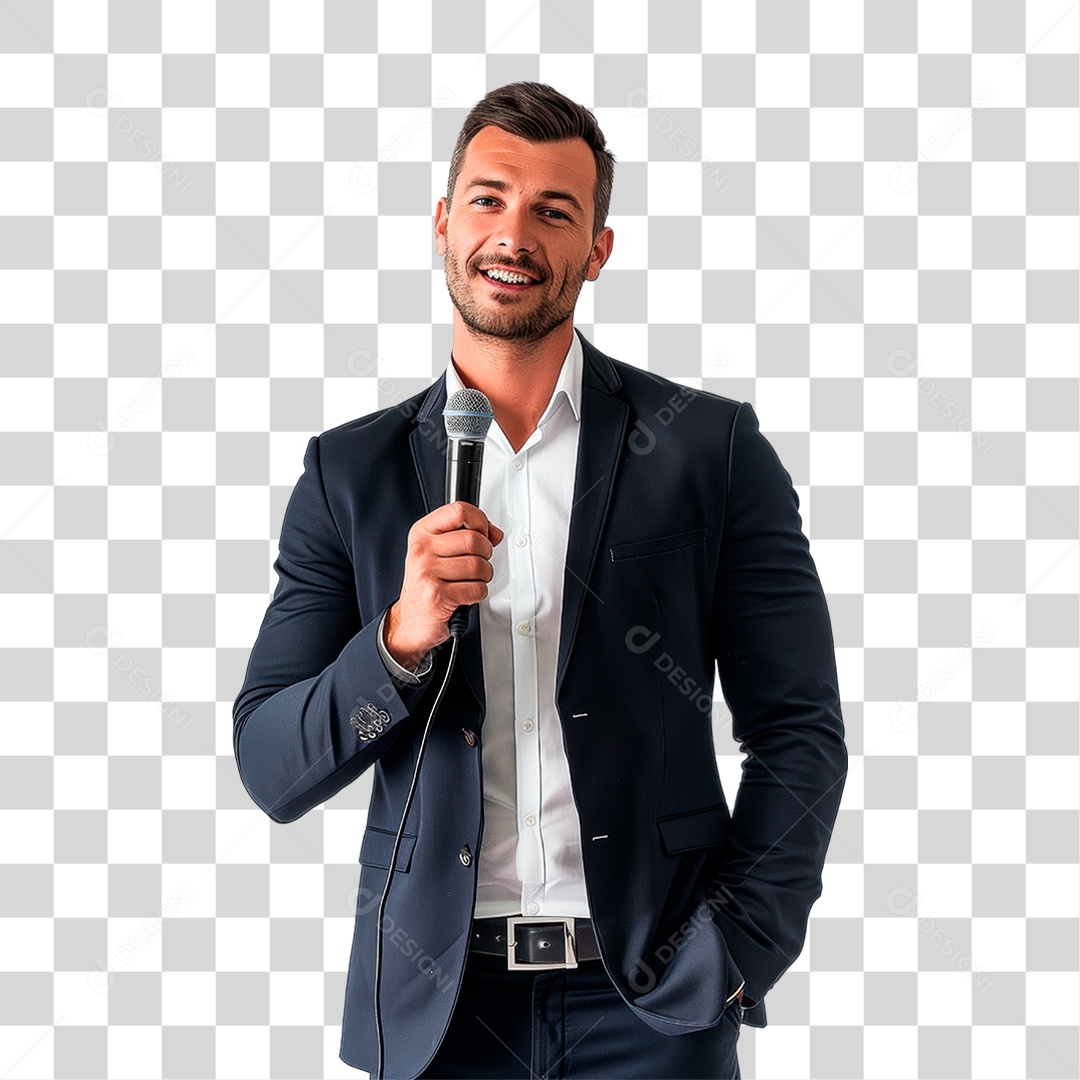 Homem Segurando Microfone PNG Transparente
