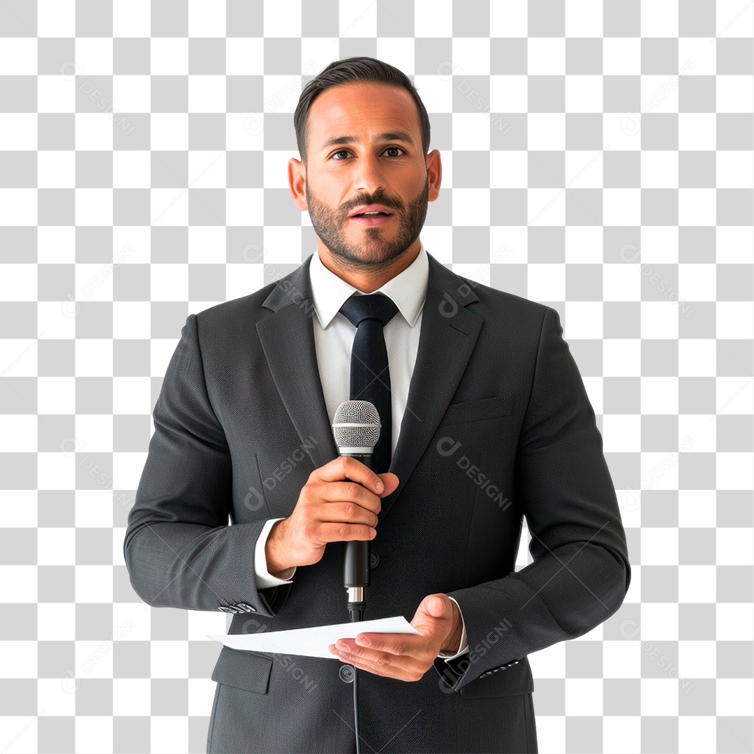 Homem Segurando Microfone PNG Transparente