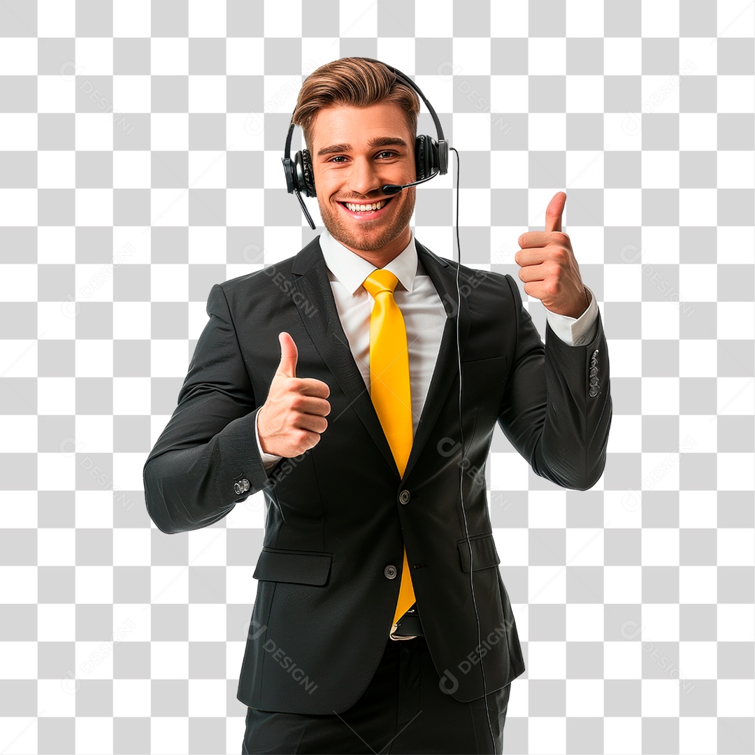 Homem de Terno com Fone PNG Transparente
