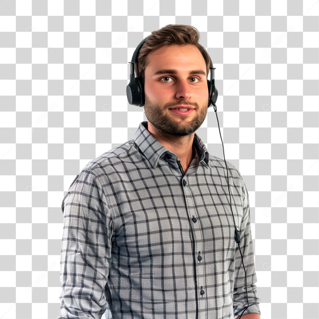 Homem de Terno com Fone PNG Transparente