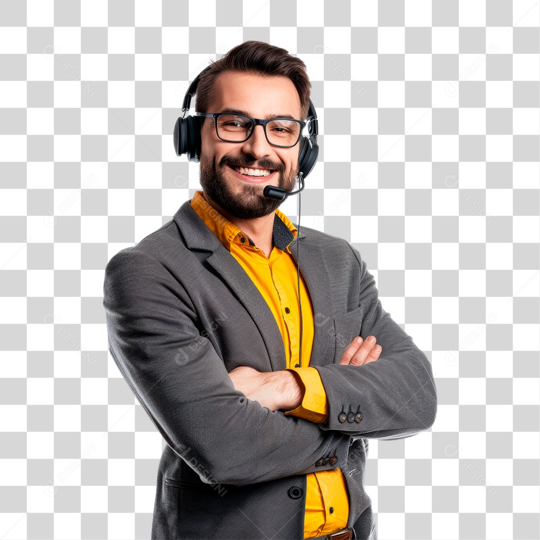Homem de Terno com Fone PNG Transparente