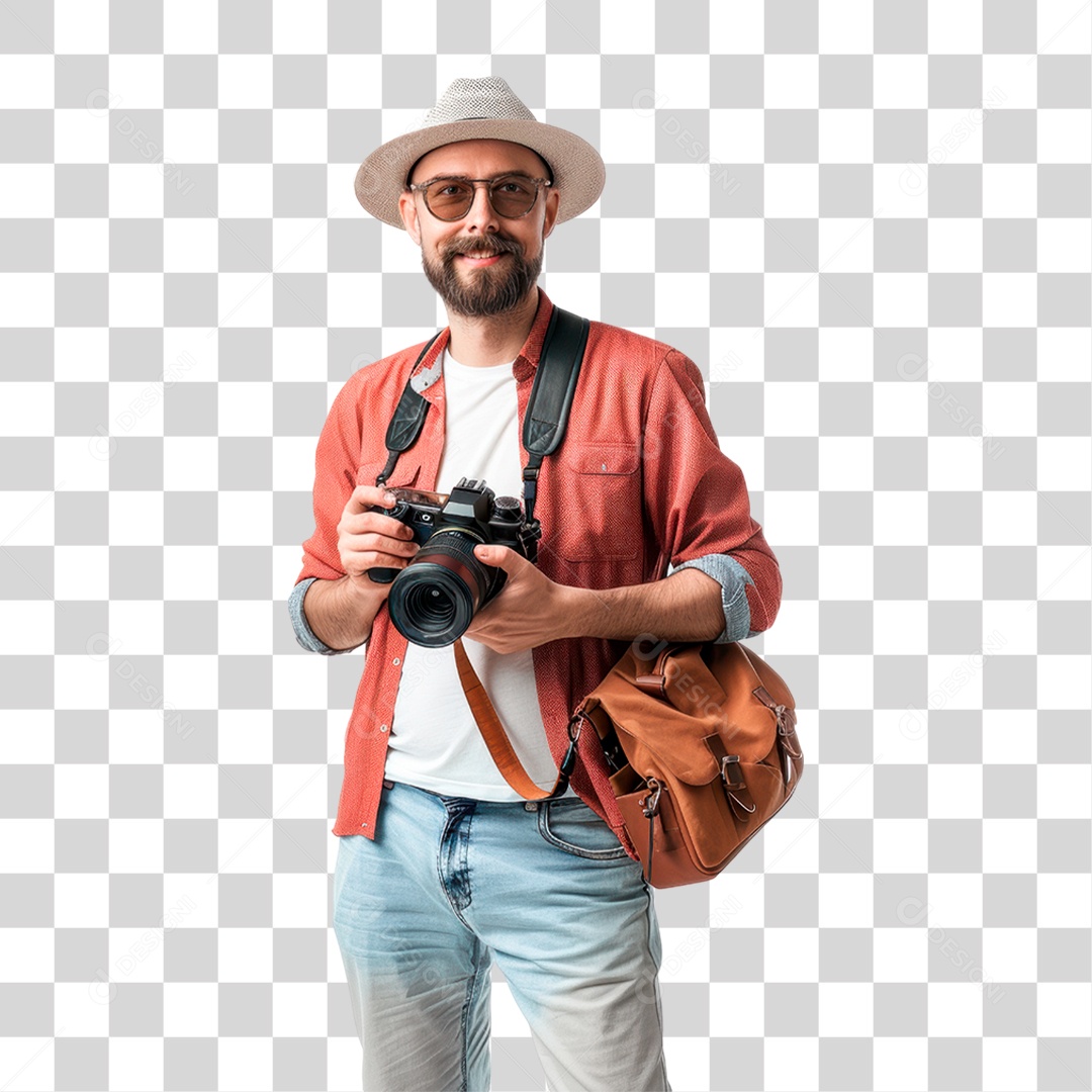 Homem com Câmera PNG Transparente