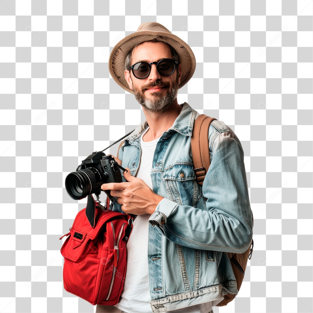 Homem com Câmera PNG Transparente