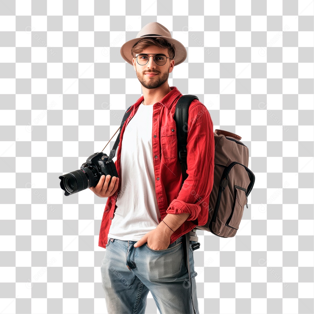 Homem com Câmera PNG Transparente