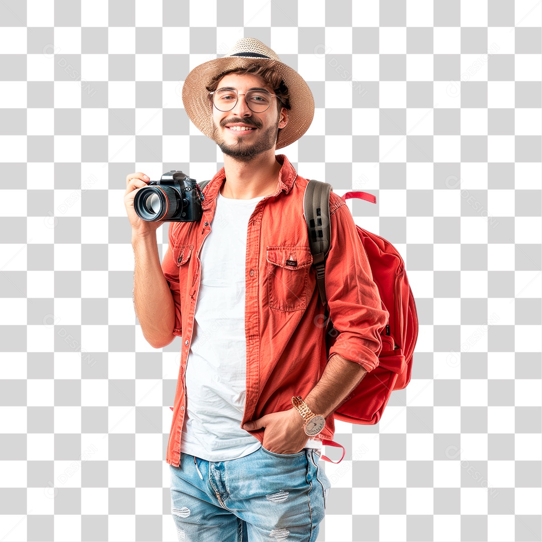 Homem com Câmera PNG Transparente