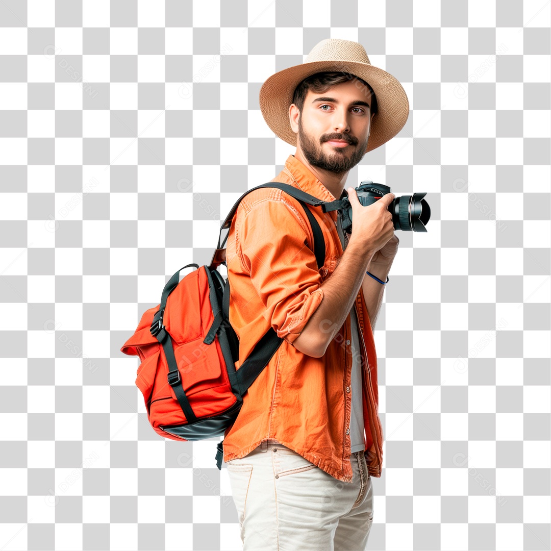 Homem com Câmera PNG Transparente