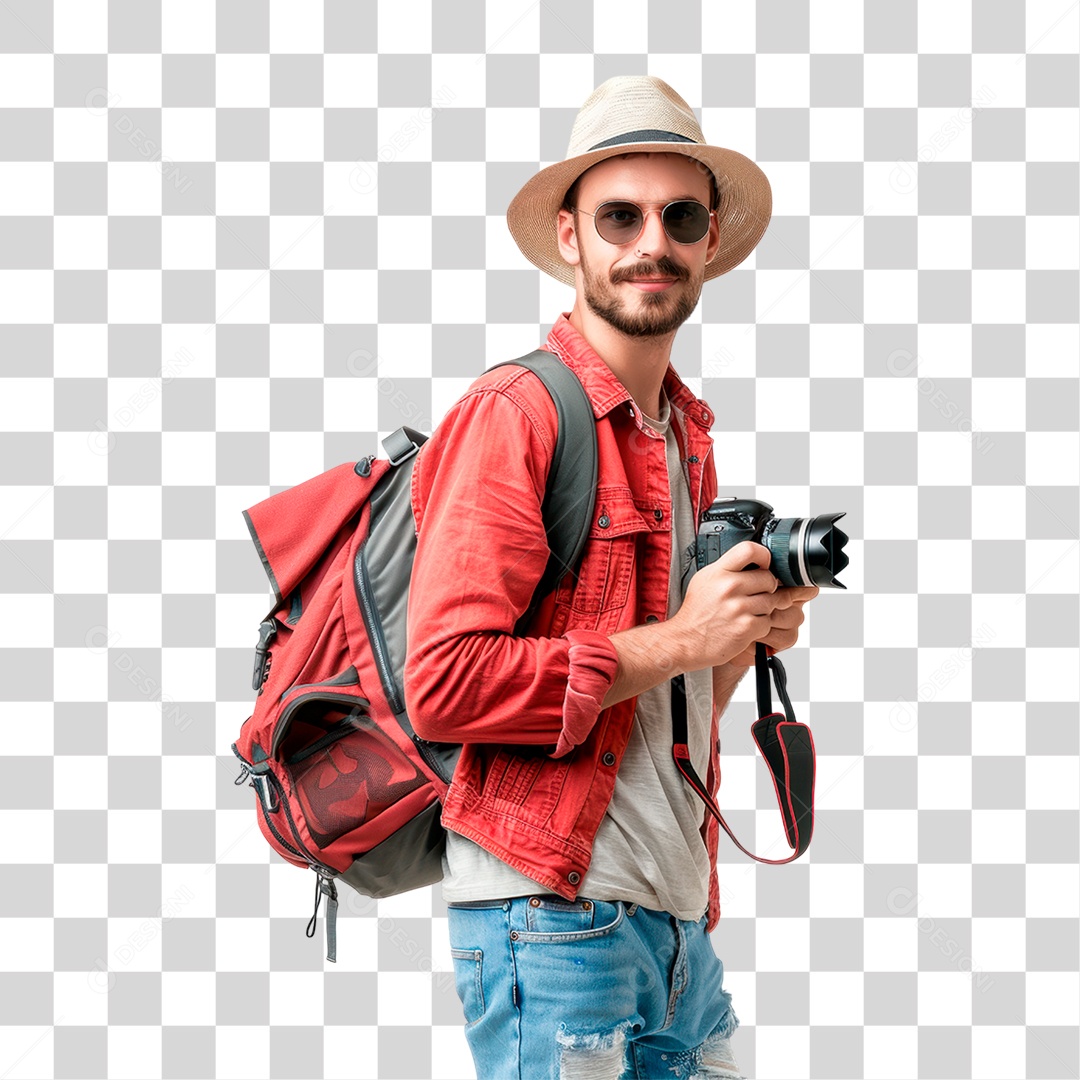 Homem com Câmera PNG Transparente