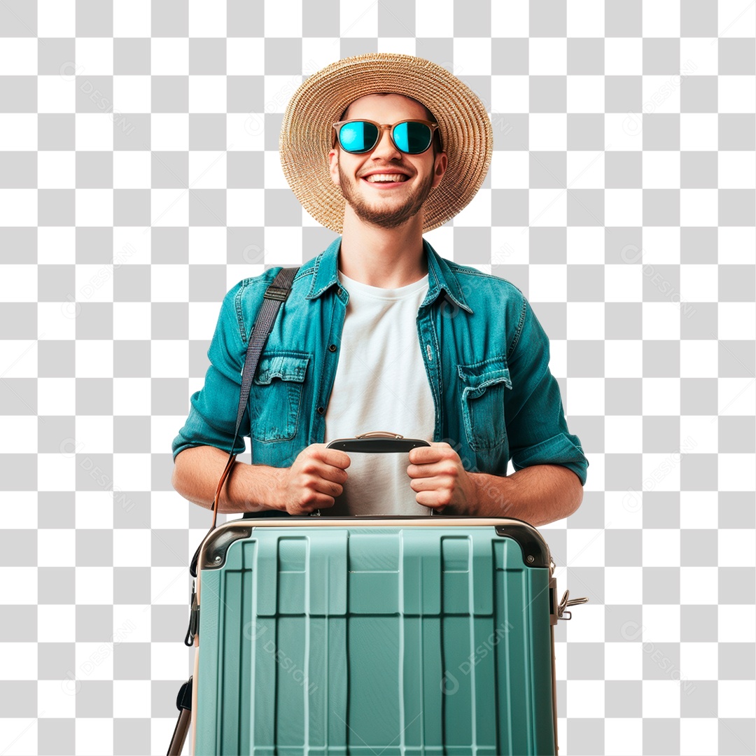 Homem Segurando Mala PNG Transparente