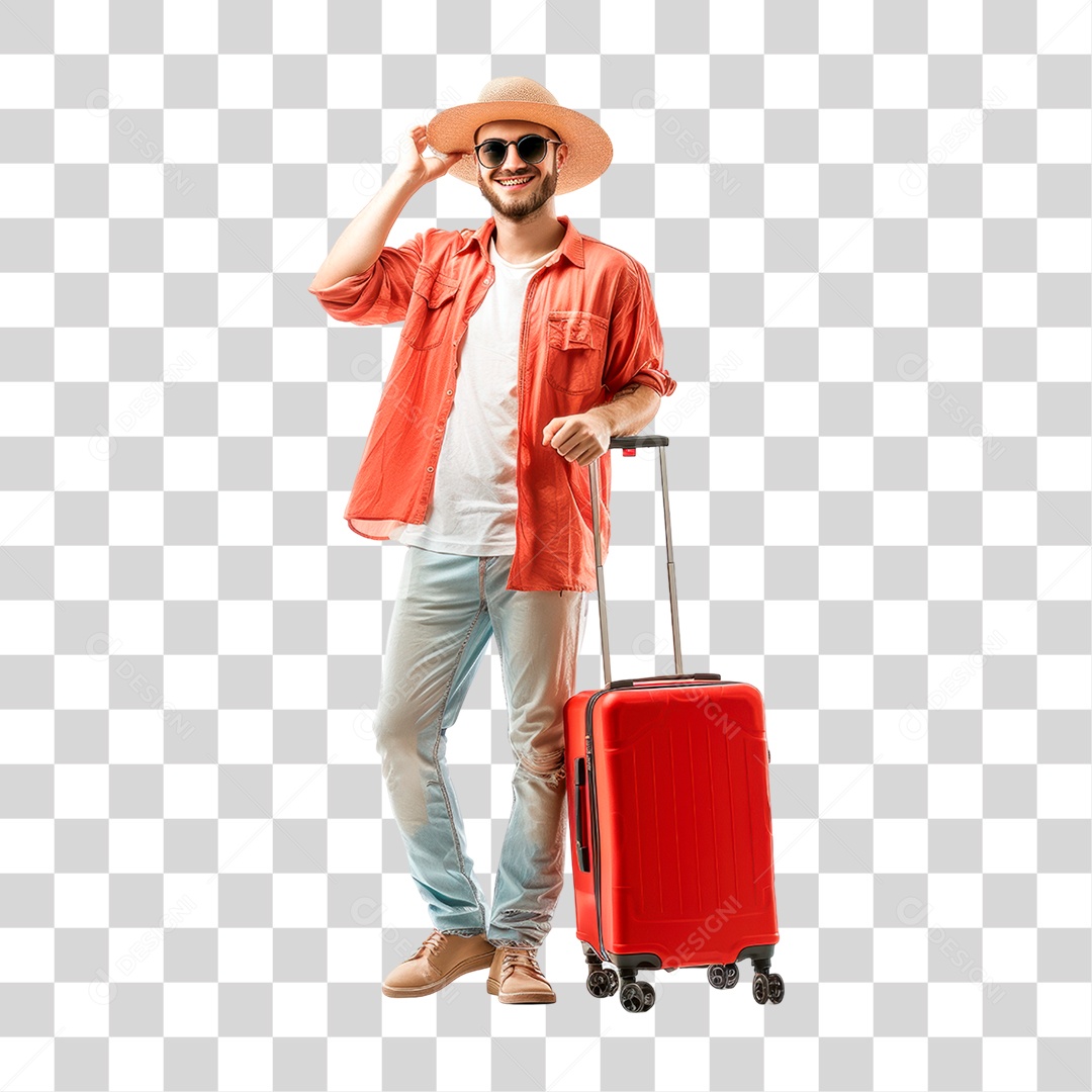 Homem Segurando Mala PNG Transparente