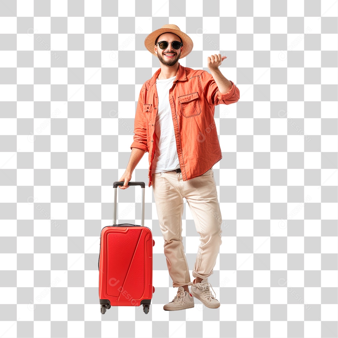 Homem Segurando Mala PNG Transparente