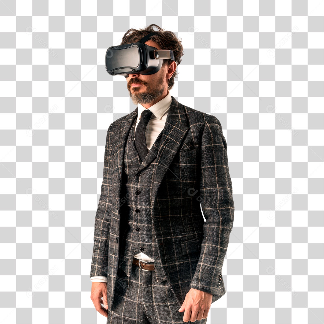 Homem com Óculos Vr PNG Transparente