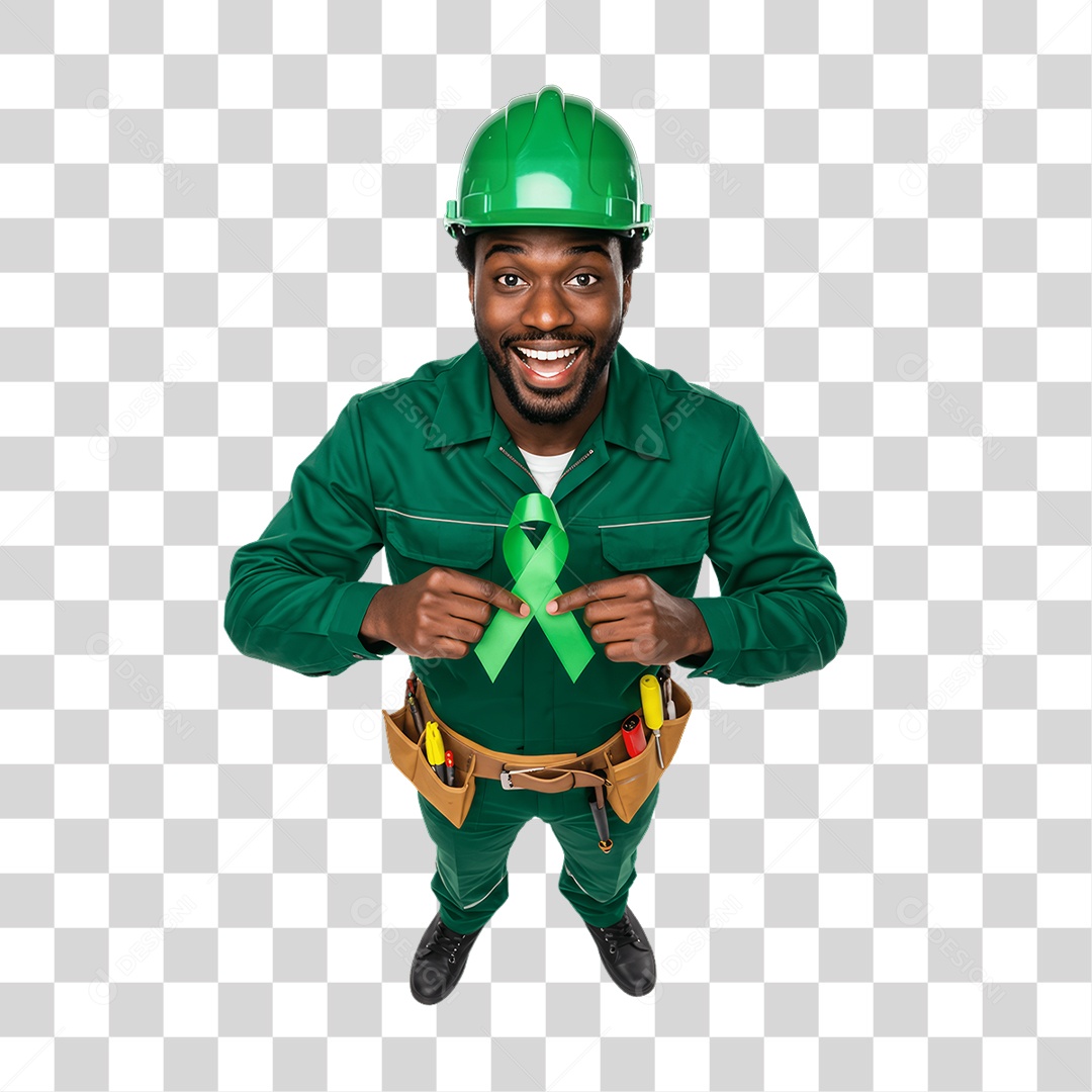 Homem com Epis para Prevenção de Acidente no Trabalho Abril Verde PNG Transparente