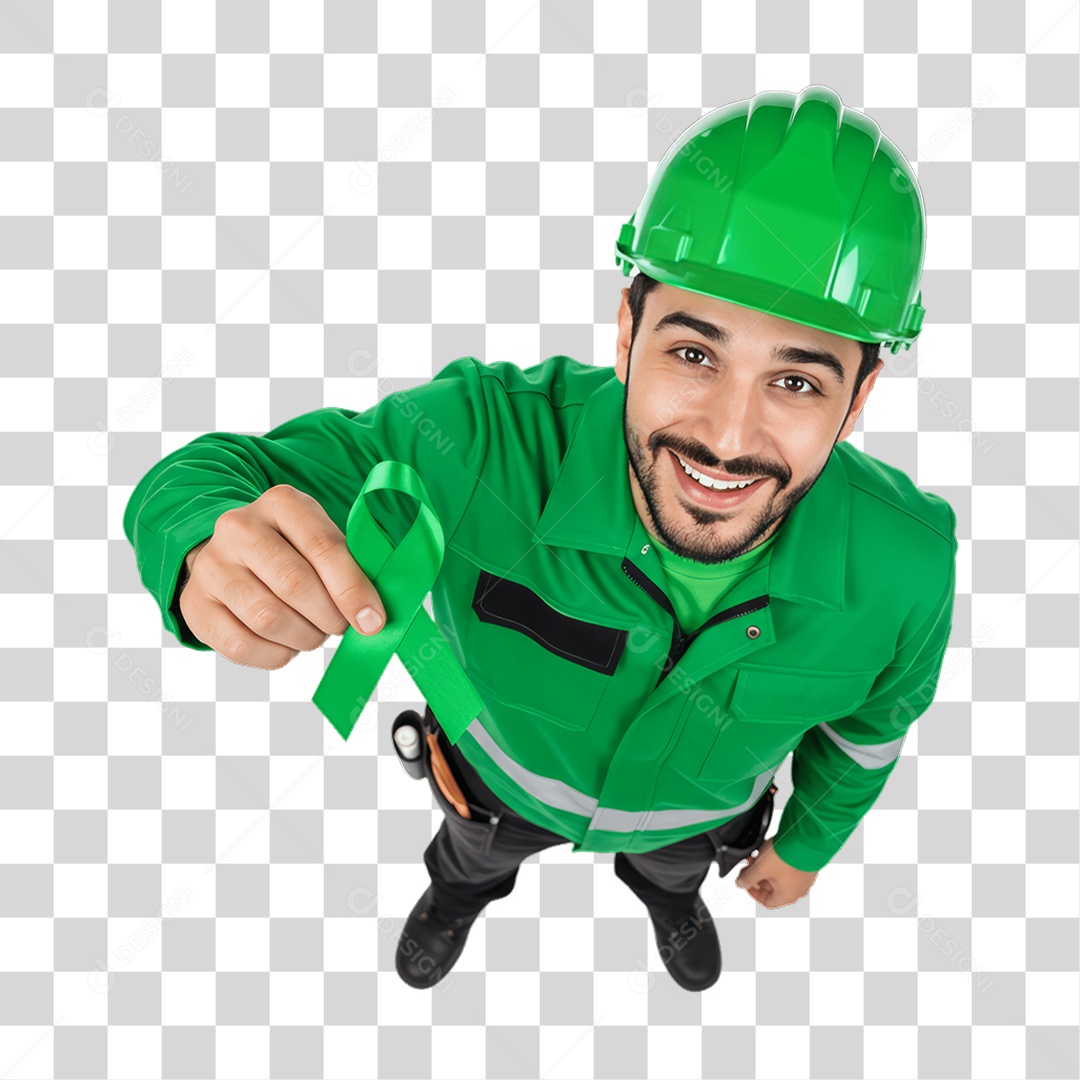Homem com Epis para Prevenção de Acidente no Trabalho Abril Verde PNG Transparente