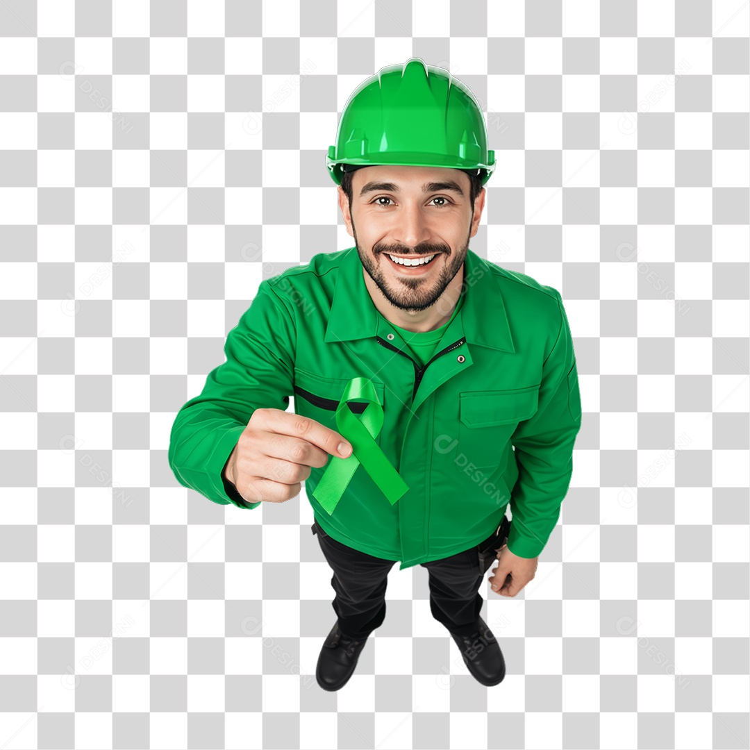 Homem com Epis para Prevenção de Acidente no Trabalho Abril Verde PNG Transparente