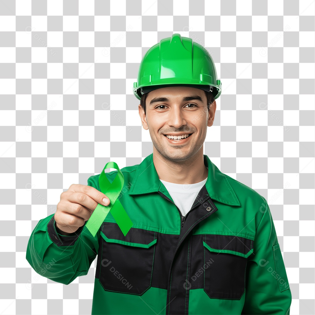 Homem com Epis para Prevenção de Acidente no Trabalho Abril Verde PNG Transparente