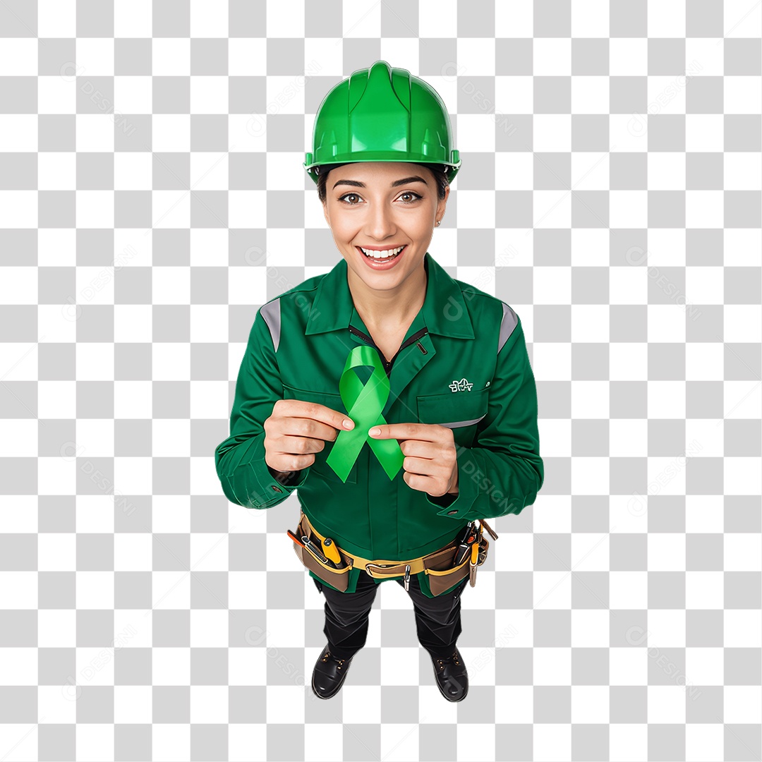 Mulher com Epis para Prevenção de Acidente no Trabalho Abril Verde PNG Transparente