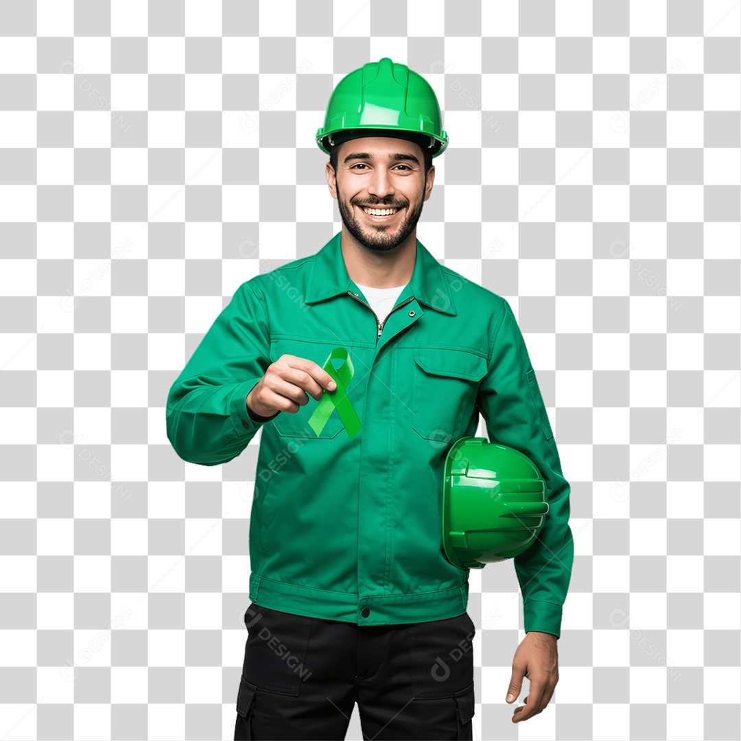 Homem com Epis para Prevenção de Acidente no Trabalho Abril Verde PNG Transparente