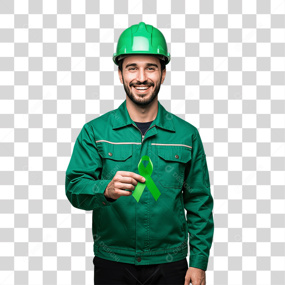 Homem com Epis para Prevenção de Acidente no Trabalho Abril Verde PNG Transparente