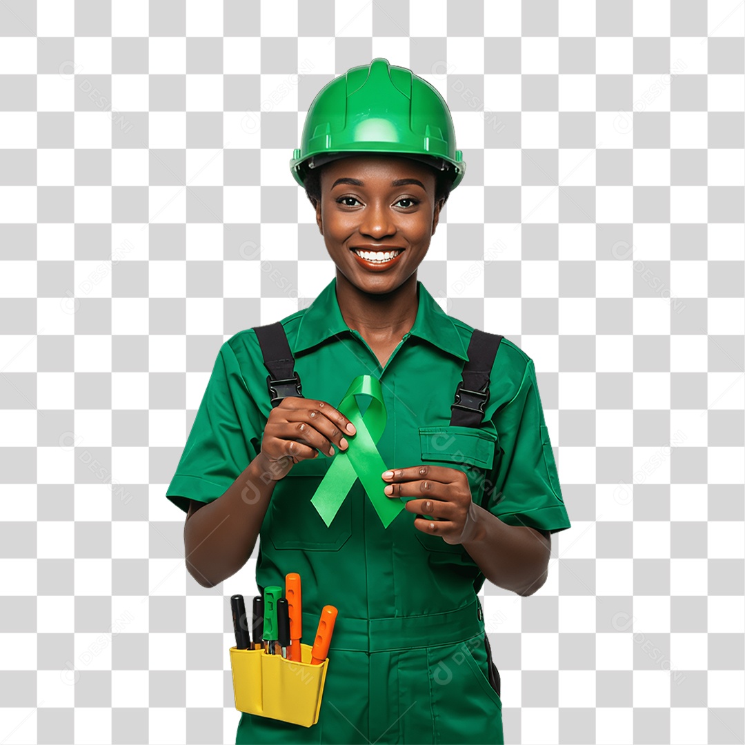 Mulher com Epis para Prevenção de Acidente no Trabalho Abril Verde PNG Transparente