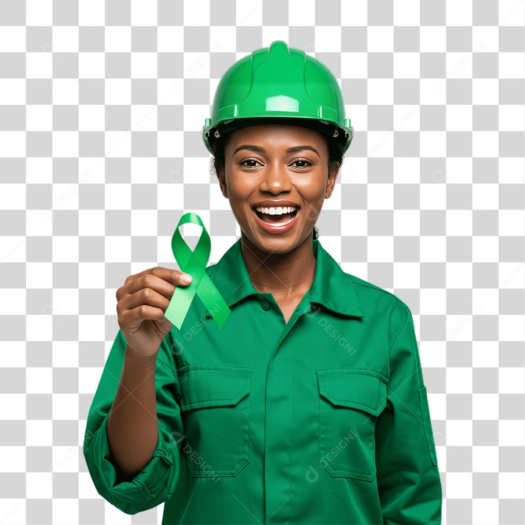 Mulher com Epis para Prevenção de Acidente no Trabalho Abril Verde PNG Transparente