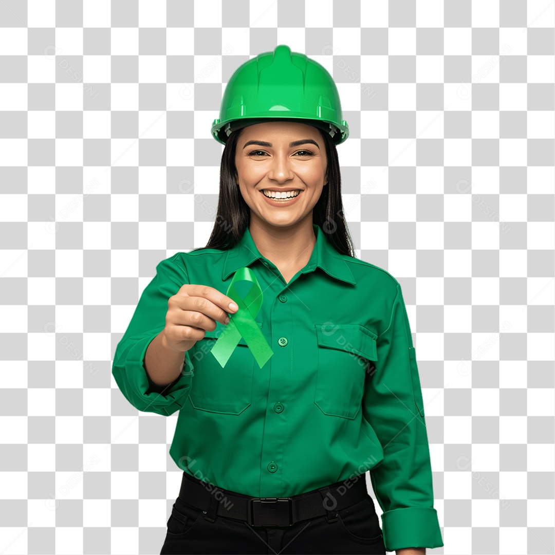 Mulher com Epis para Prevenção de Acidente no Trabalho Abril Verde PNG Transparente